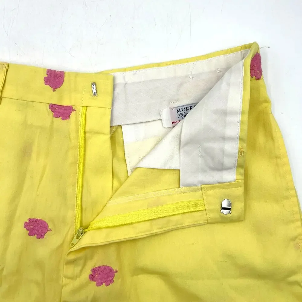Murray's Togglery Shop Nantucket Embroidered Pig Shorts Yellow